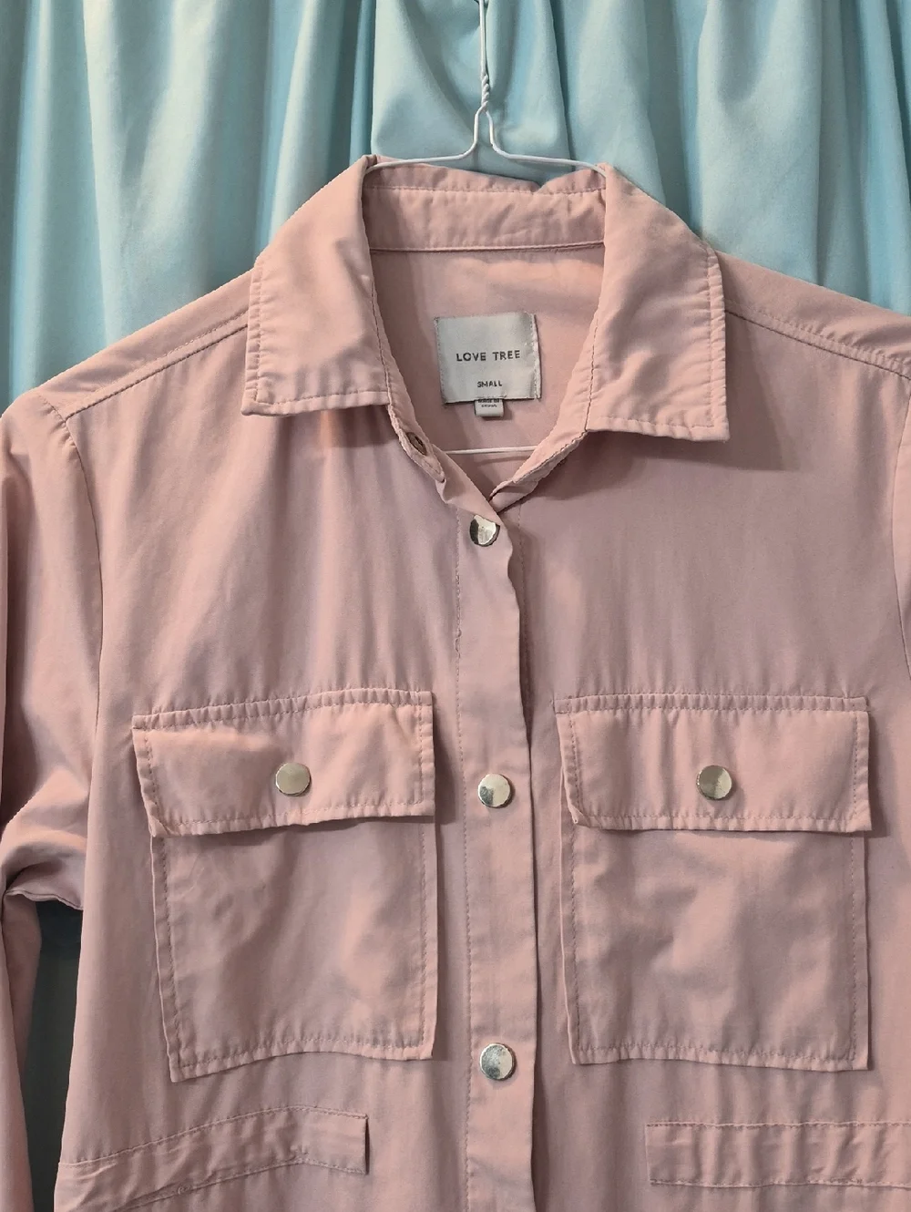 Love Tree Womens Pink Lightweight Safari Snap Up Jacket Cover Up Sz S